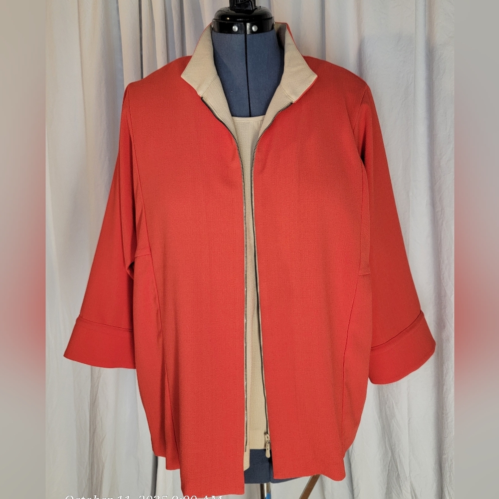 Women's Terra Cotta & Tan Dolman Sleeve Zip Jacket & Tank Set